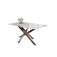 Native Home Marble Glass Silver/Rectangle 4 Seater Dining Table