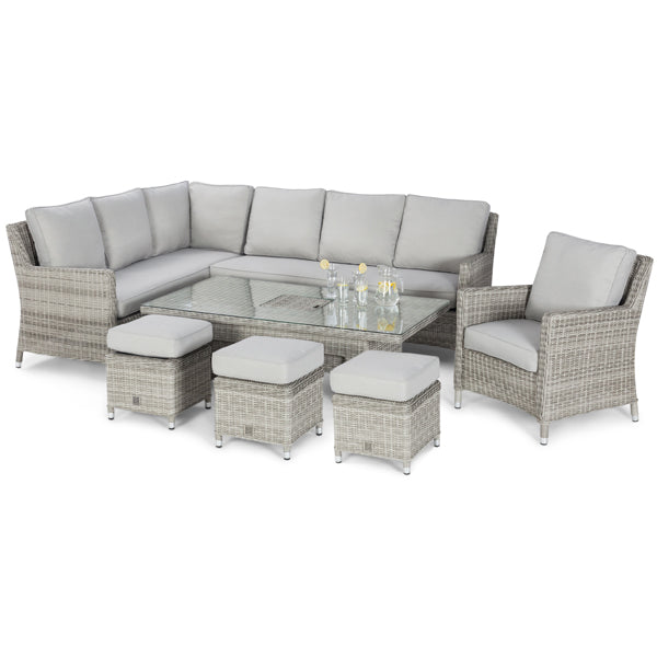 Maze Oxford Outdoor Corner Dining Set with Rising Table in Light Grey