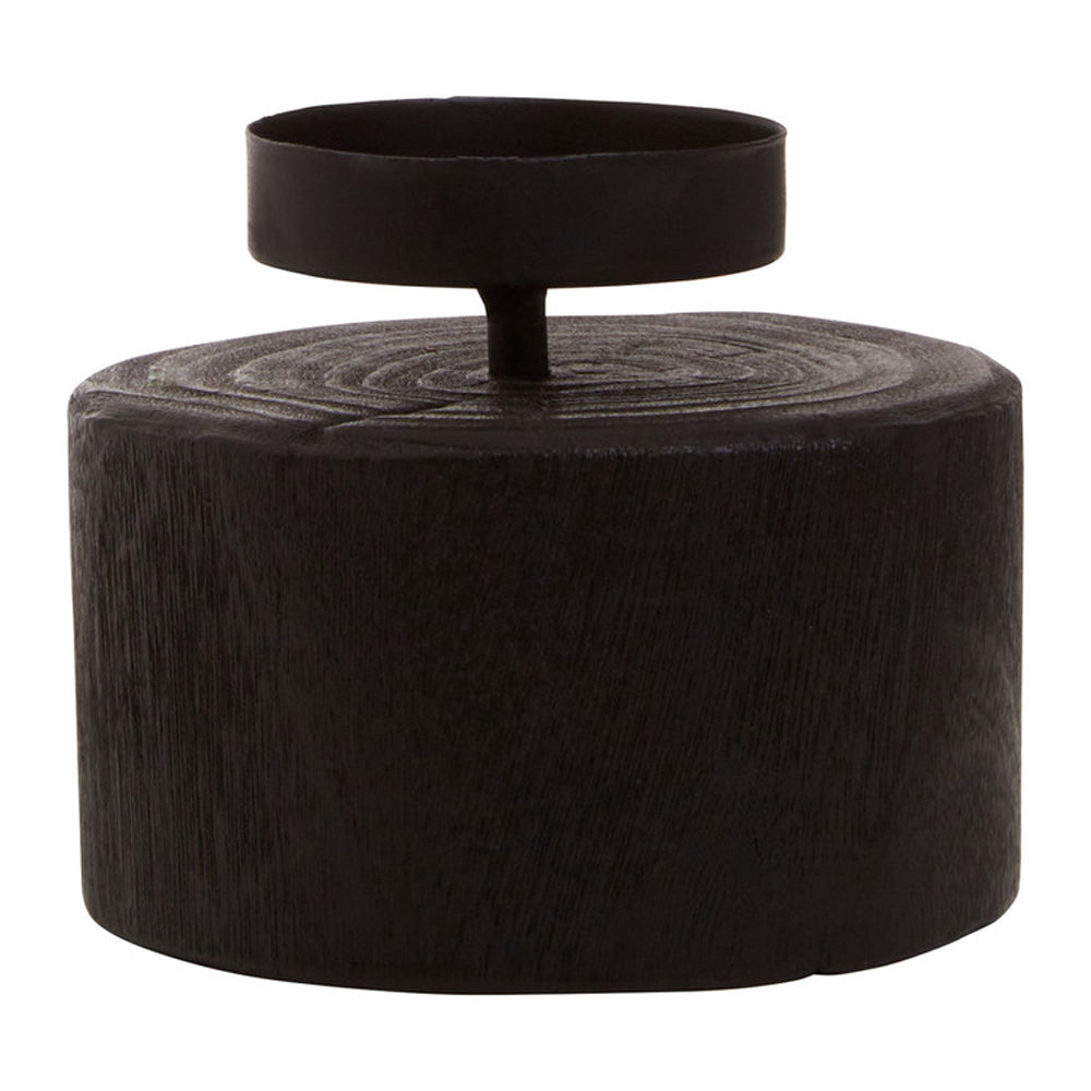  Premier-Olivia's Wooden Black Candle Holder Small-Black 397 