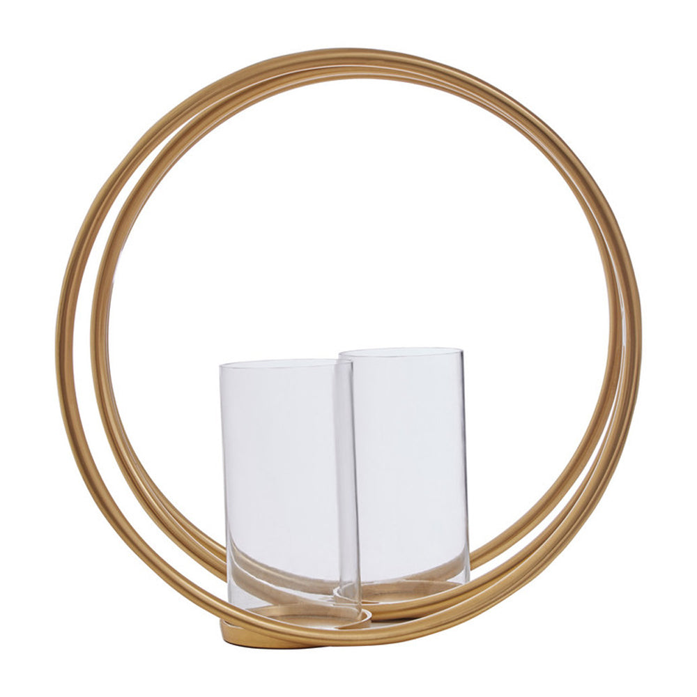  Premier-Olivia's Boutique Hotel Collection - Double Ring Gold Candle Holder-Gold 653 