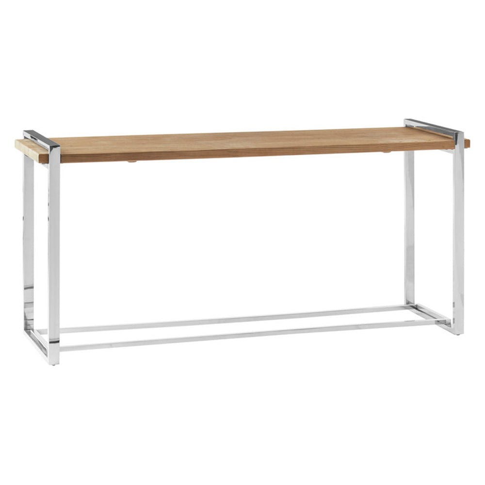 Olivia's Otti Elm Wooden Console Table With Stainless Steel Base