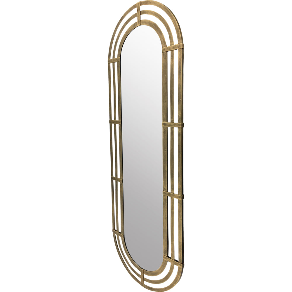  Libra-Libra Luxurious Glamour Collection - Lalique Oval Gold Metal Wall Mirror - Discontinued-Gold 557 