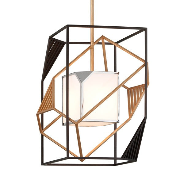 Hudson Valley Lighting Cubist 1 Light Pendant in Bronze Gold Leaf & Stainless