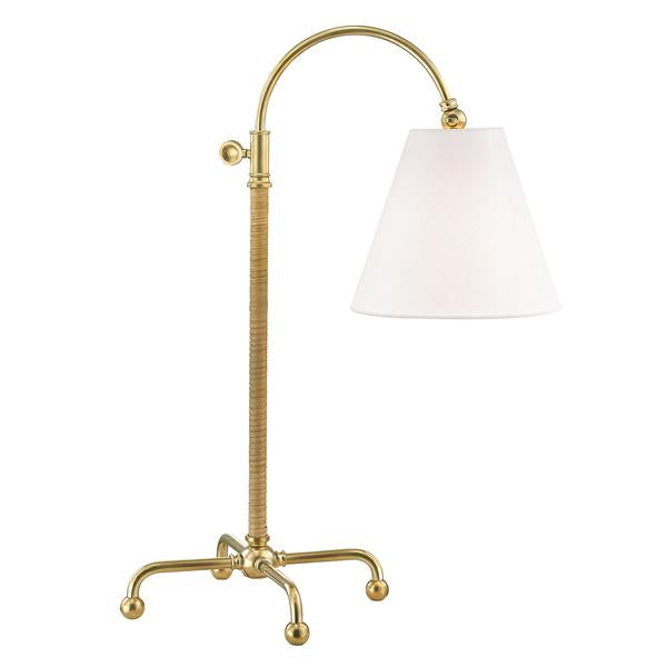 Hudson Valley Lighting Curves No.1 Brass 1 Light Table Lamp W/ Rattan Accent