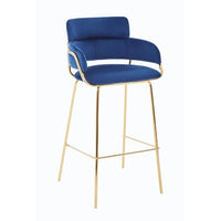 Olivia's Tara Bar Chair in Blue Velvet with Gold Finishes