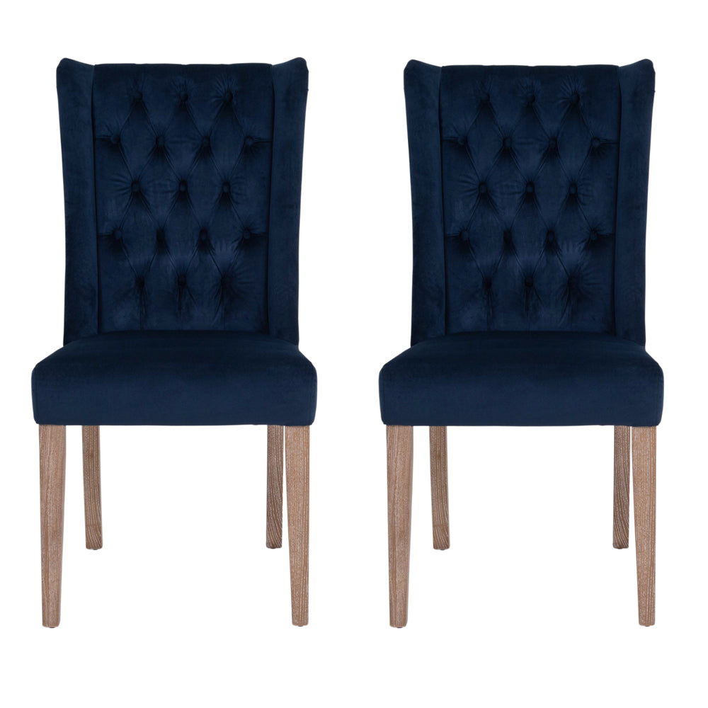  Libra-Libra Luxurious Glamour Collection - Pair of Richmond Navy Blue Velvet Buttonback Dining Chair-Blue 573 