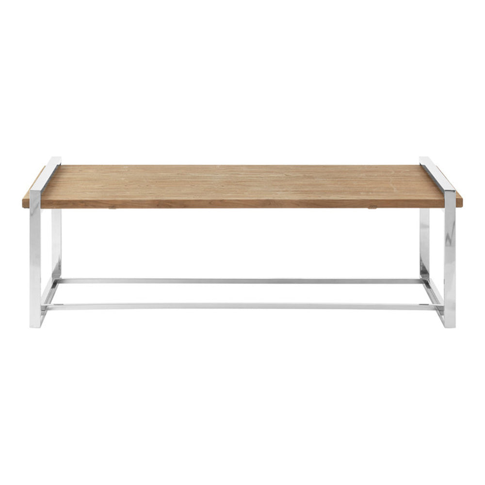 Olivia's Otti Elm Wooden Coffee Table With Stainless Steel Base