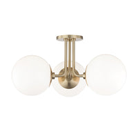 Hudson Valley Lighting Stella Aged Brass 3 Light Semi Flush