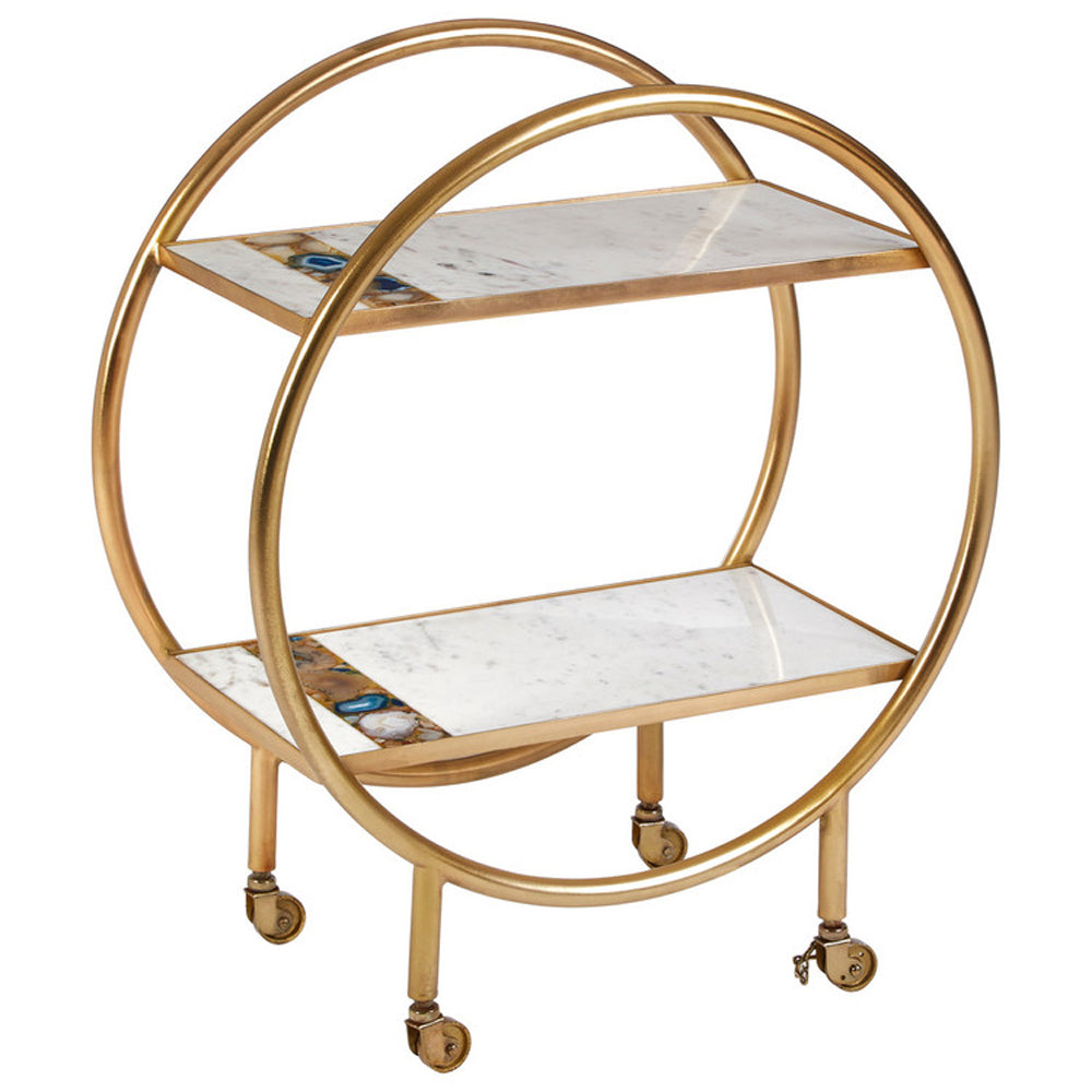 Olivia's Boutique Hotel Collection - White Marble And Agate Bar Trolley