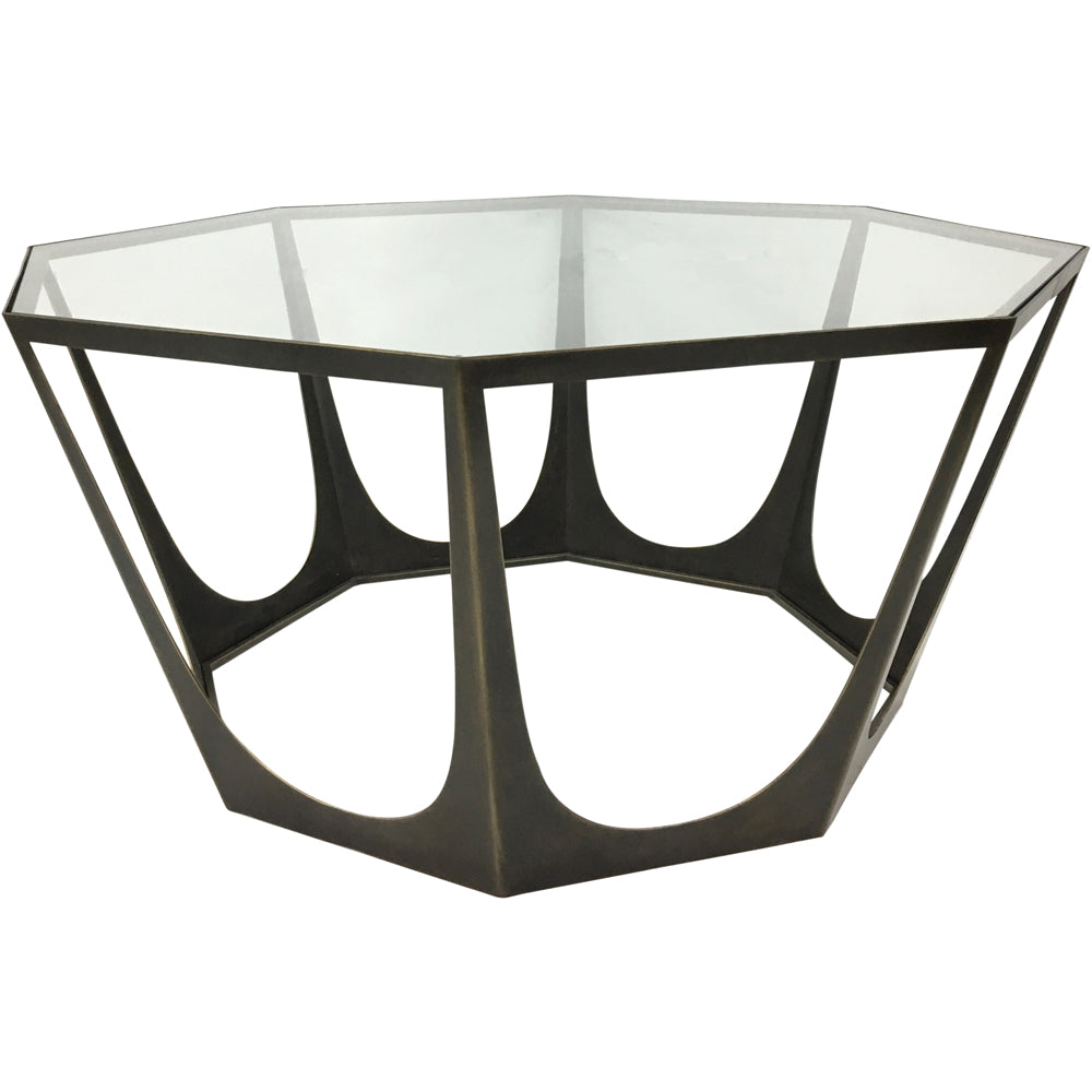 Libra Urban Botanic Collection - Catalan Gilded with Glass Top Coffee Table in Bronze