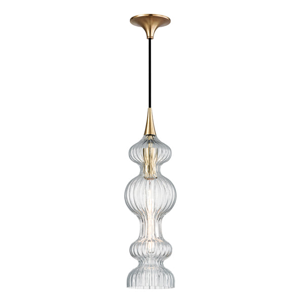 Pomfret 1 Light Pendant Light - Aged Brass & Glass Hudson Valley Lighting 1