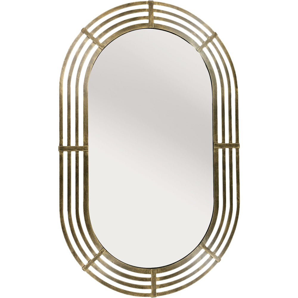  Libra-Libra Luxurious Glamour Collection - Lalique Oval Gold Metal Wall Mirror - Discontinued-Gold 629 