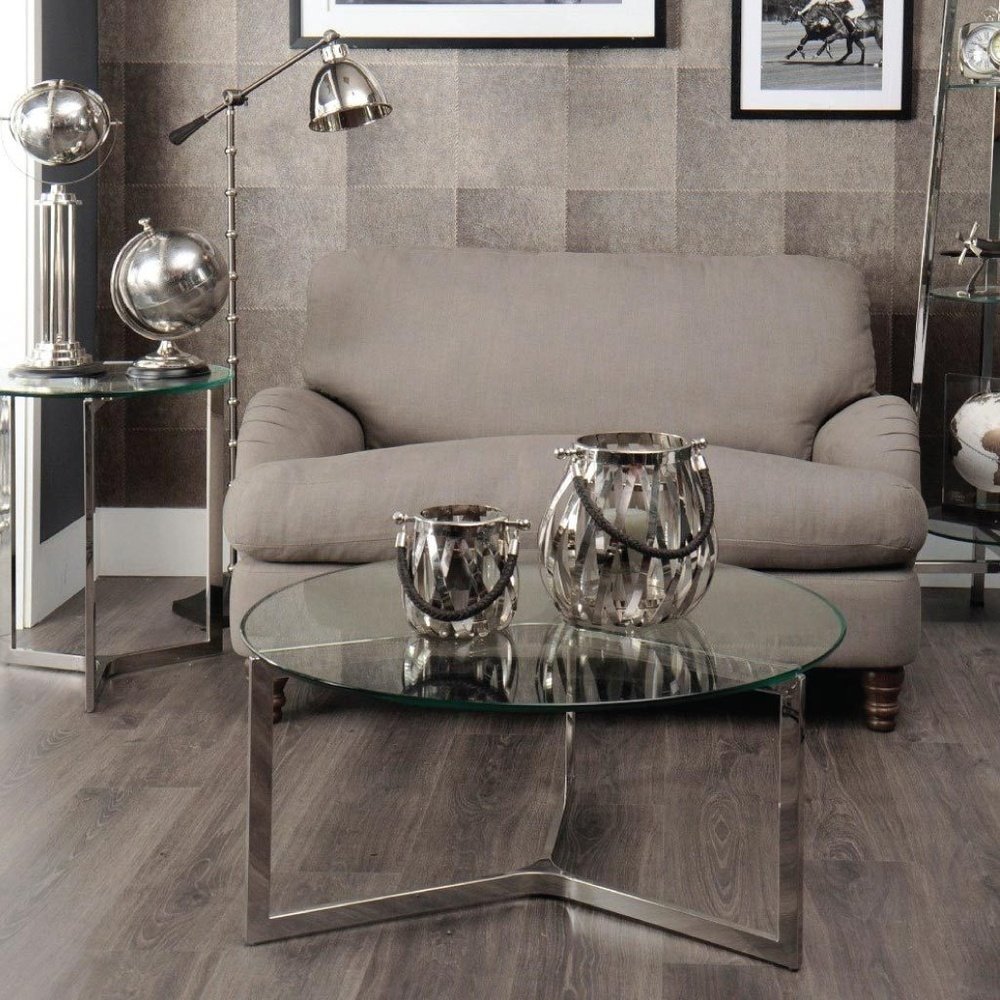 Libra Linton Stainless Steel And Glass Coffee Table-Libra-Olivia's