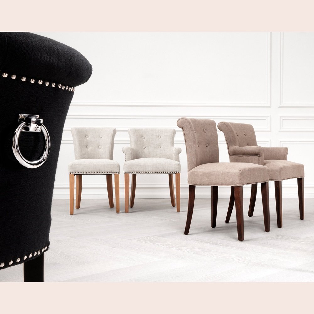 Eichholtz Key Largo Dining Chair Arm Off-White Linen