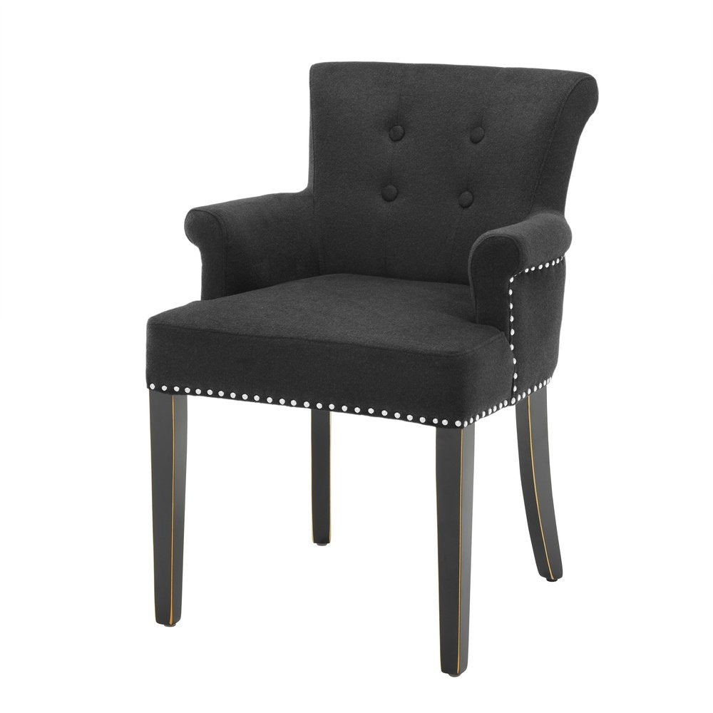 Eichholtz Key Largo Dining Chair Arm in Black Cashmere