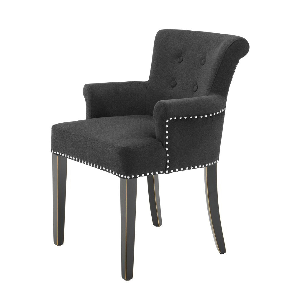 Eichholtz Key Largo Dining Chair Arm in Black Cashmere