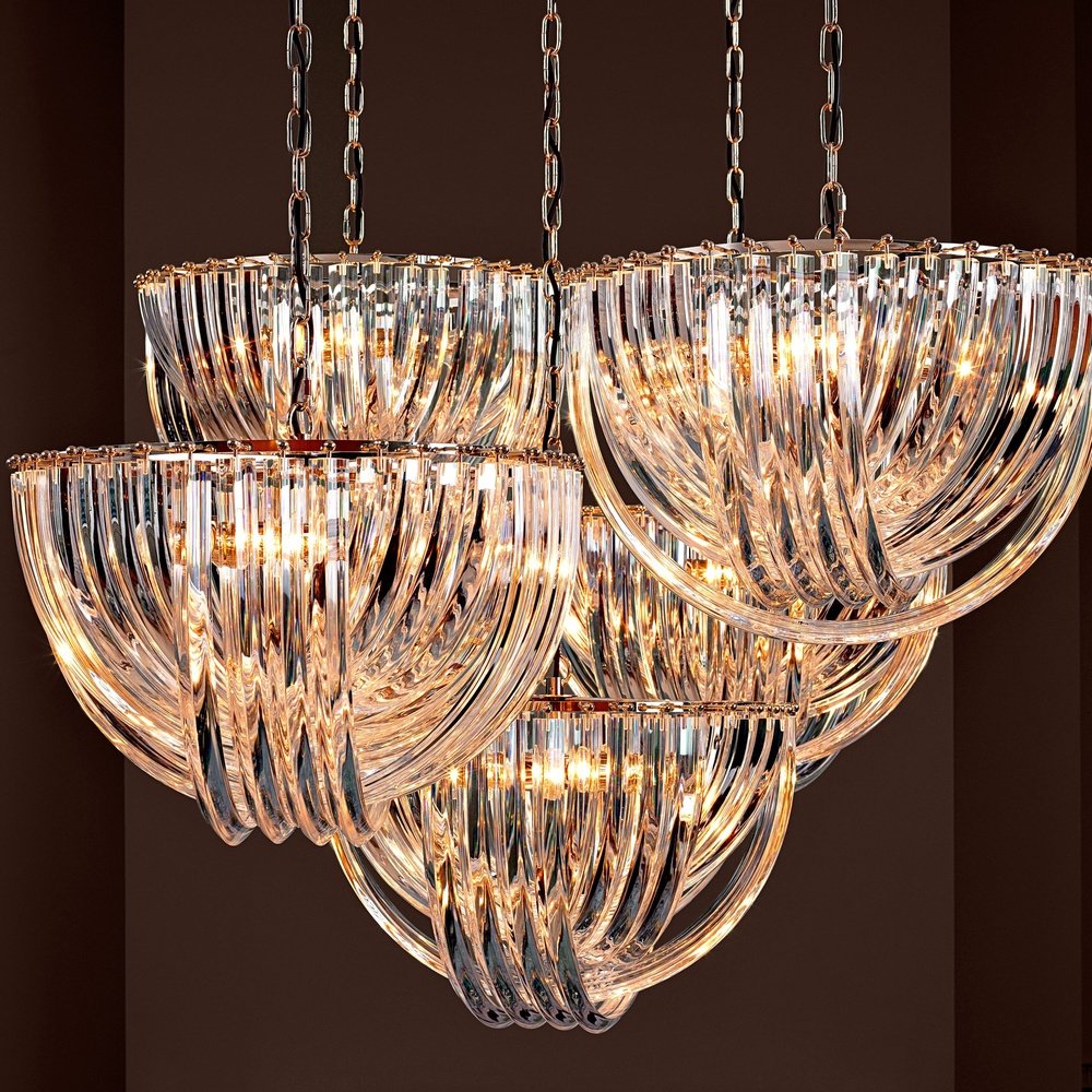 Murano Round Chandelier - Nickel Finish Eichholtz 3