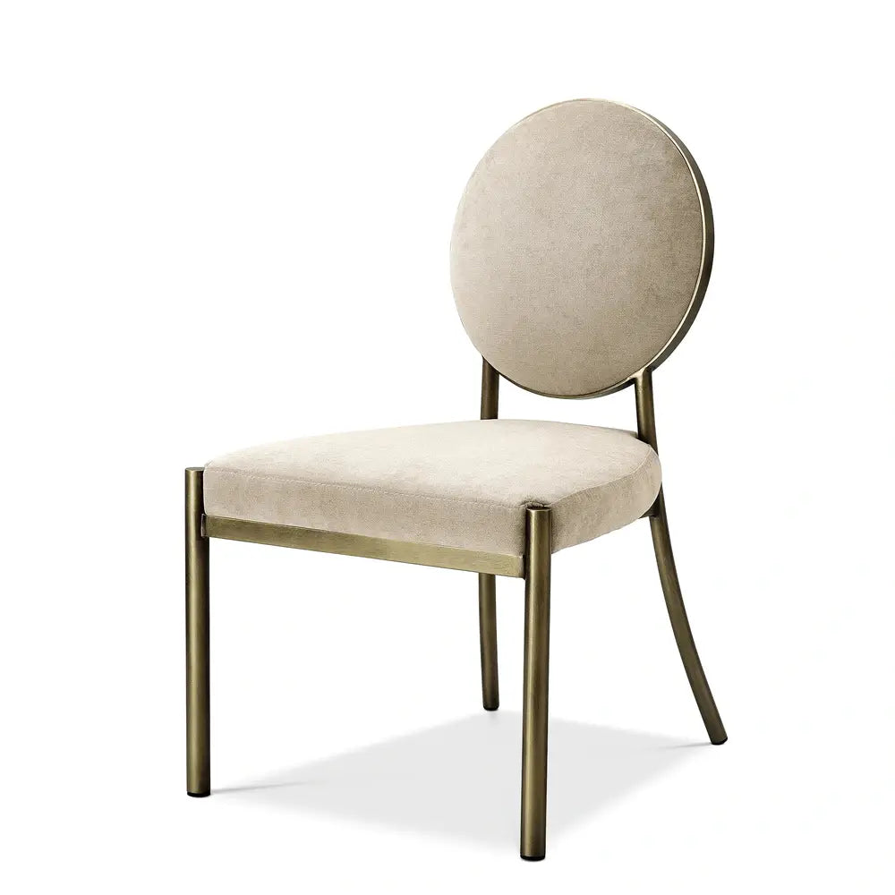 Eichholtz Scribe Dining Chair in Dark Brass Greige Velvet