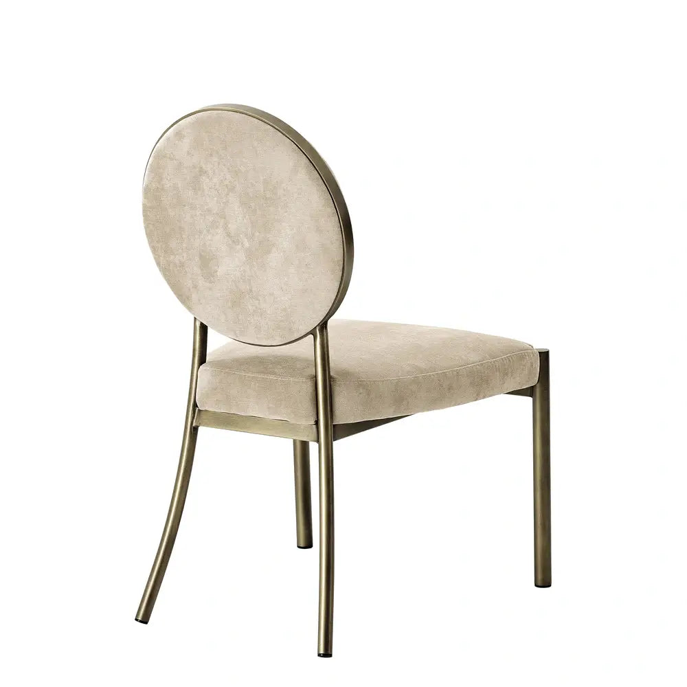 Eichholtz Scribe Dining Chair in Dark Brass Greige Velvet