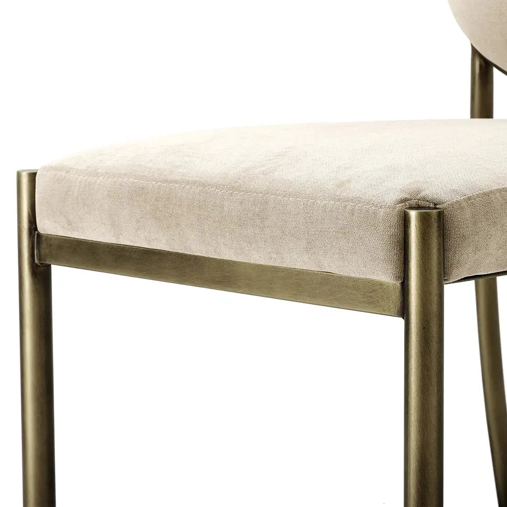 Eichholtz Scribe Dining Chair in Dark Brass Greige Velvet