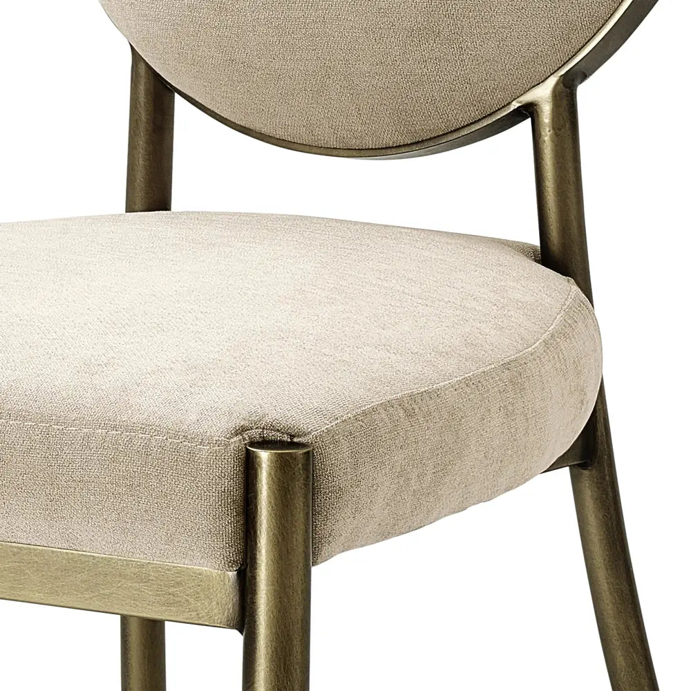 Eichholtz Scribe Dining Chair in Dark Brass Greige Velvet