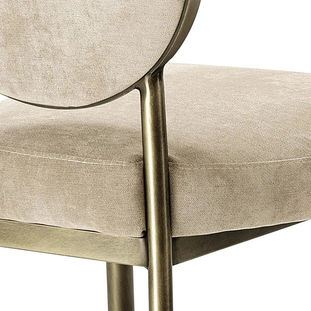 Eichholtz Scribe Dining Chair in Dark Brass Greige Velvet