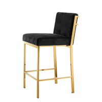 Eichholtz Scott Counter Stool Gold Finish with Black Velvet