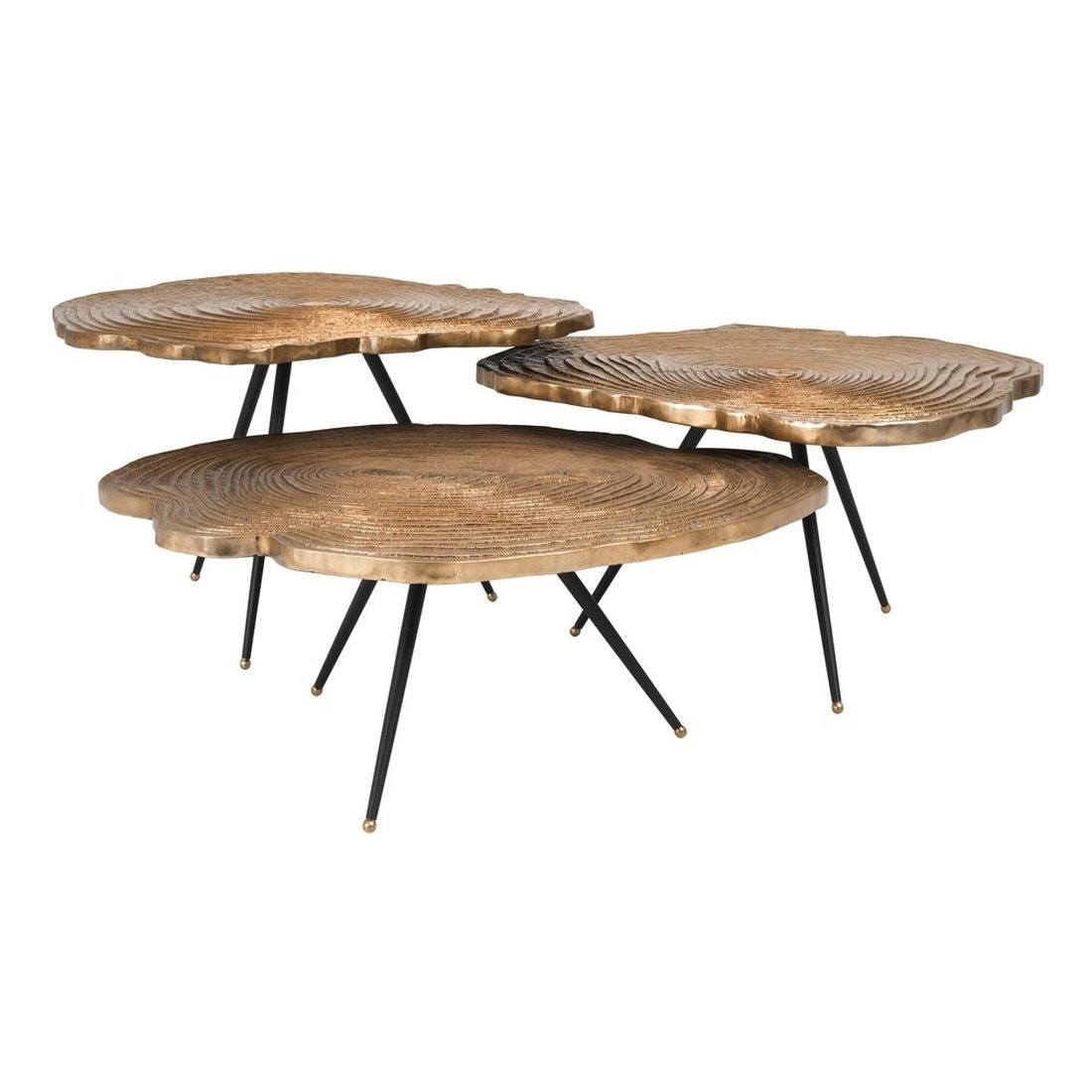 Eichholtz Set of 3 Quercus Coffee Table Brass Finish