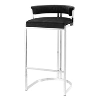 Eichholtz Dante Bar Stool Polished Stainless Steel & Black Velvet