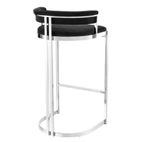 Eichholtz Dante Bar Stool Polished Stainless Steel & Black Velvet