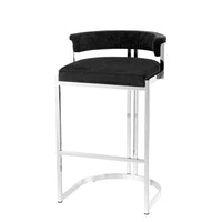 Eichholtz Dante Counter Stool Polished Stainless Steel Black Velvet