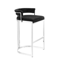 Eichholtz Dante Counter Stool Polished Stainless Steel Black Velvet