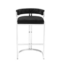 Eichholtz Dante Bar Stool Polished Stainless Steel & Black Velvet