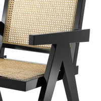 Eichholtz Adagio Dining Chair in Black Finish & Natural Cane