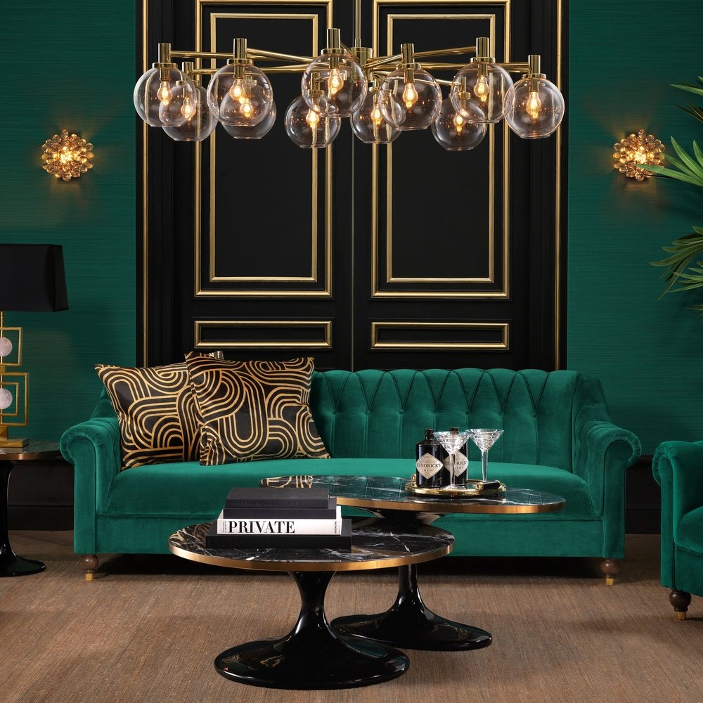 Parme Oval Round Coffee Table Black Faux Marble | Outlet Olivia's 2