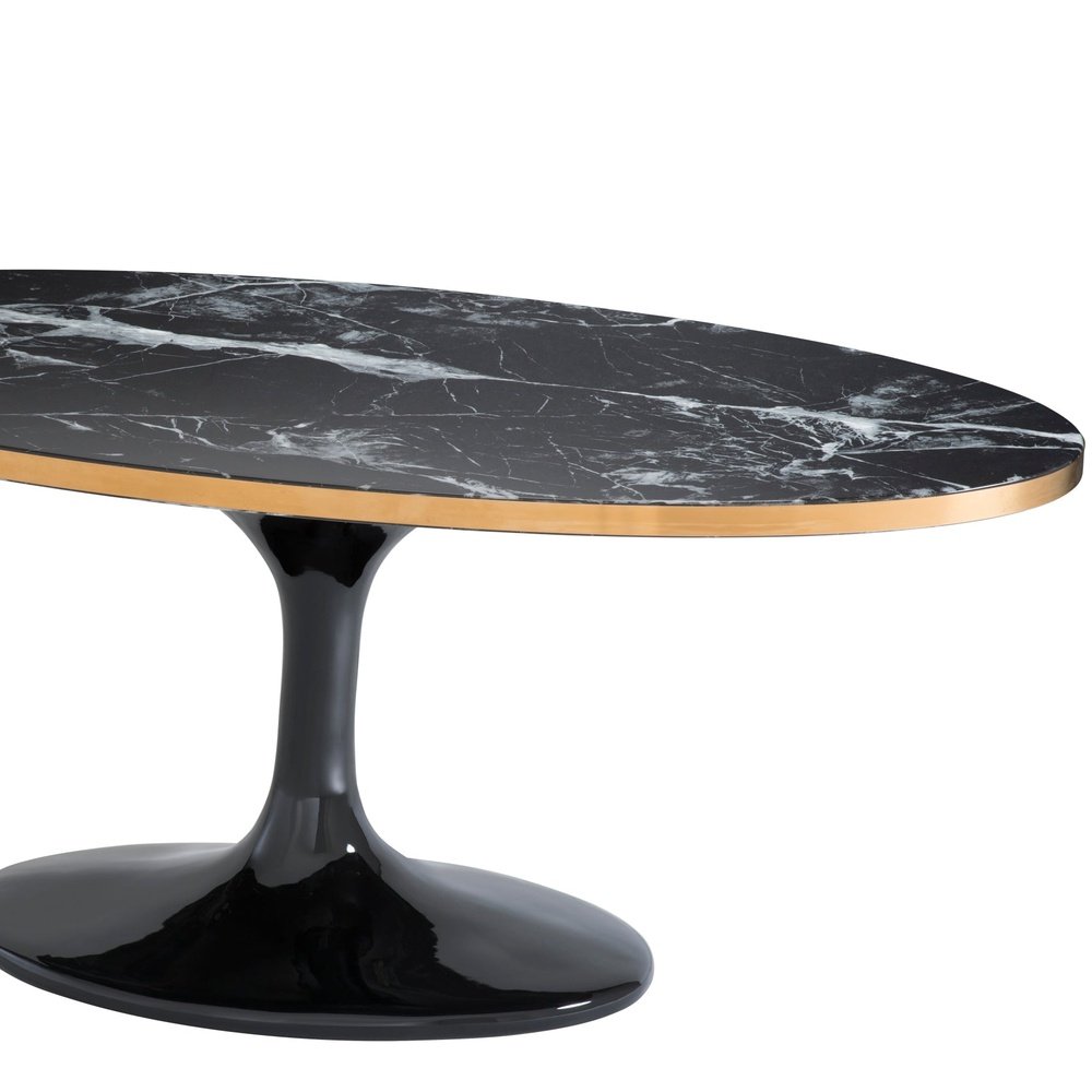Parme Oval Round Coffee Table Black Faux Marble | Outlet Olivia's 5