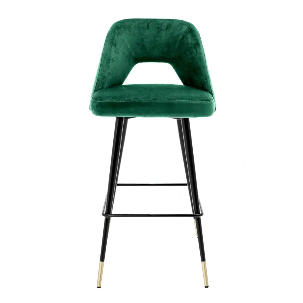Avoria Bar Stool - Roche Green Velvet Eichholtz 1