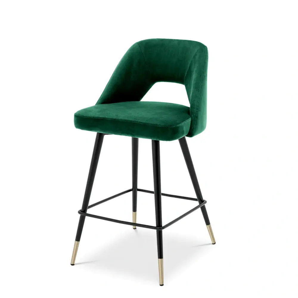 Eichholtz Avorio Counter Stool in Roche Green Velvet