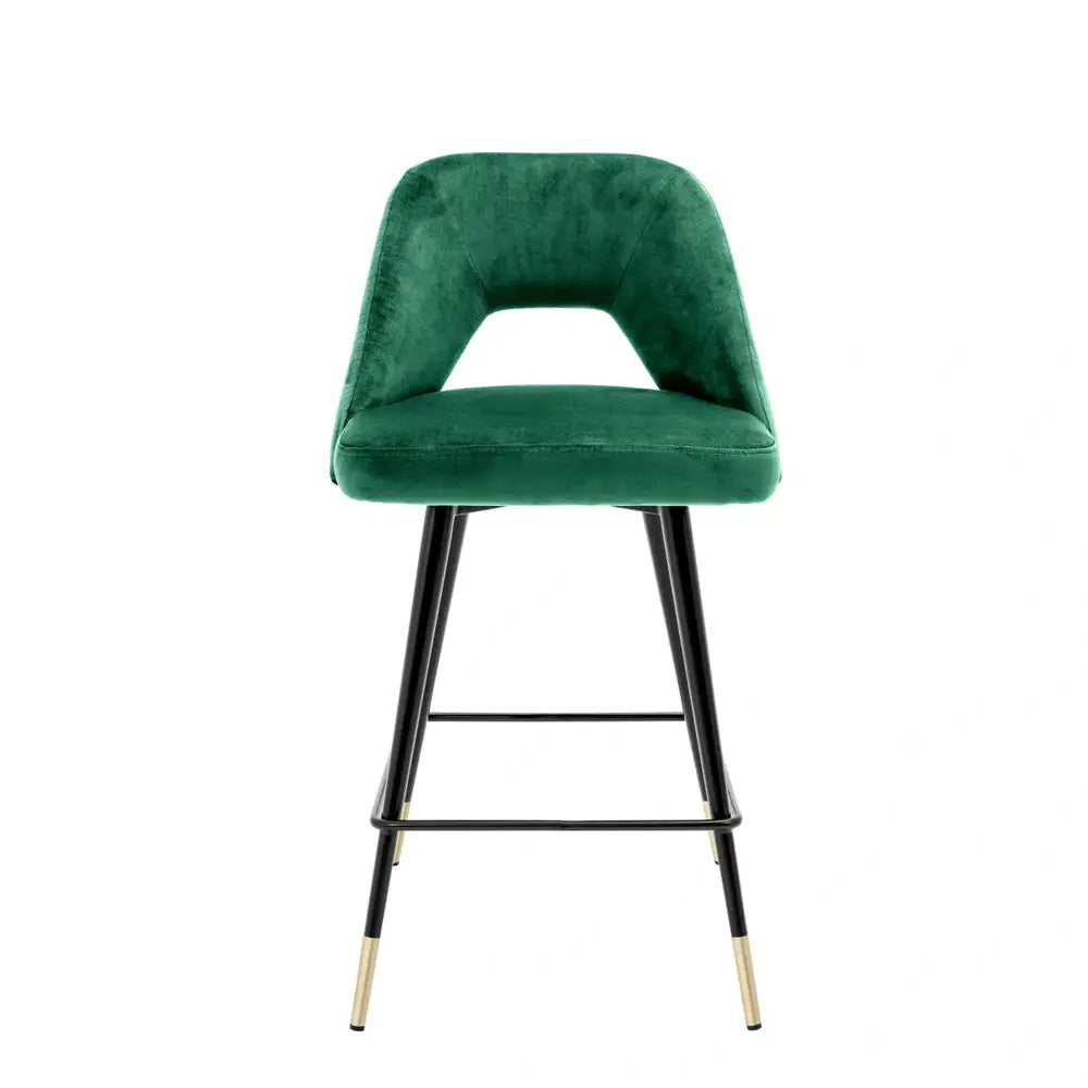 Eichholtz Avorio Counter Stool in Roche Green Velvet