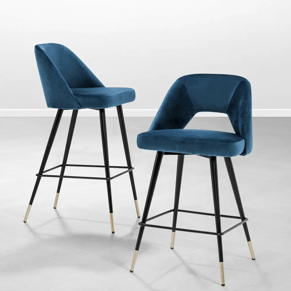 Eichholtz Avoria Bar Stool in Roche Blue Velvet