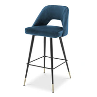 Eichholtz Avoria Bar Stool in Roche Blue Velvet