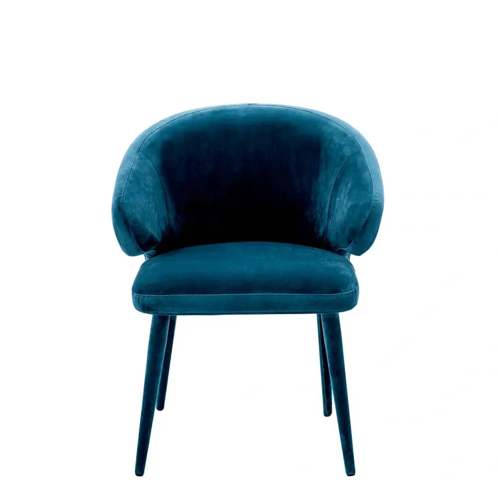 Eichholtz Cardinale Dining Chair Velvet Roche Teal Blue