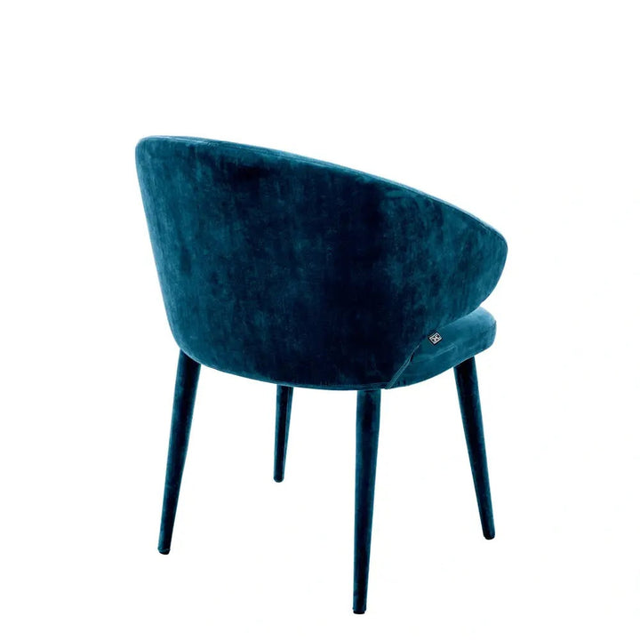 Cardinale Dining Chair - Velvet Roche Teal Blue Eichholtz 4