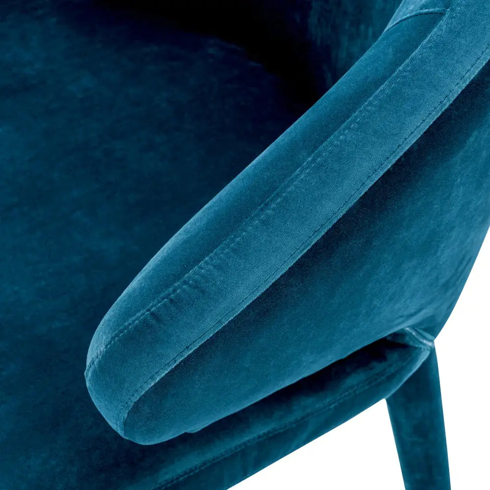 Cardinale Dining Chair - Velvet Roche Teal Blue Eichholtz 6