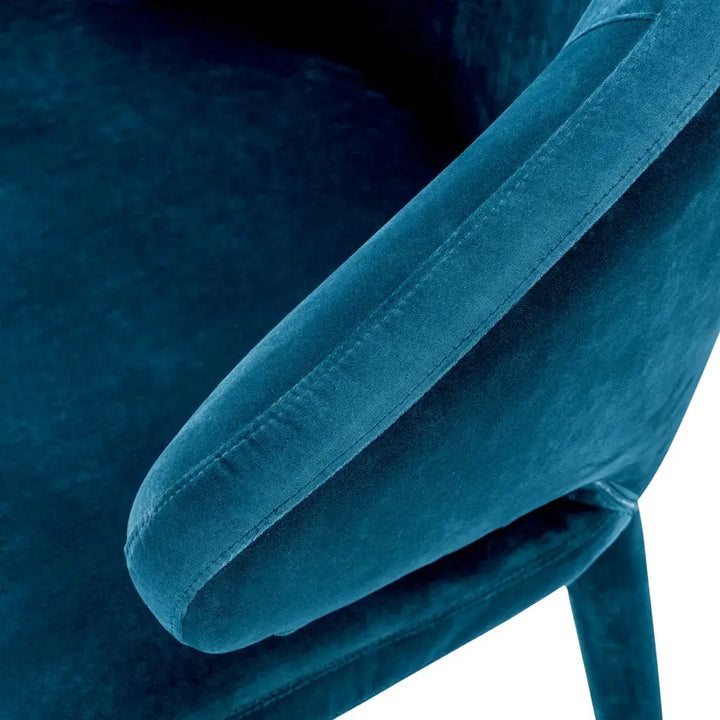 Cardinale Dining Chair - Velvet Roche Teal Blue Eichholtz 6