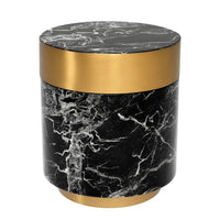 Eichholtz Caron Side Table Faux Black Marble & Brass Finish