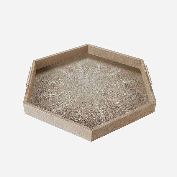 Andrew Martin Cosima's Tray in Grey has a faux shagreen base has a high lip and is finished off with delicate metallic handles.