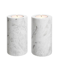 Eichholtz Set of 2 Tobor Tealight Holder Medium White Marble