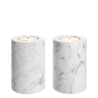 Eichholtz Set of 2 Tobor Tealight Holder Small White Marble