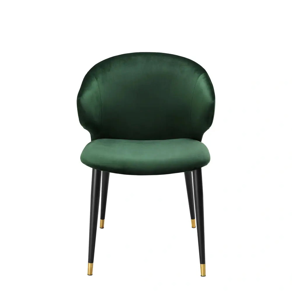 Volante Dining Chair - Roche Dark Green Velvet With Arm Eichholtz 1